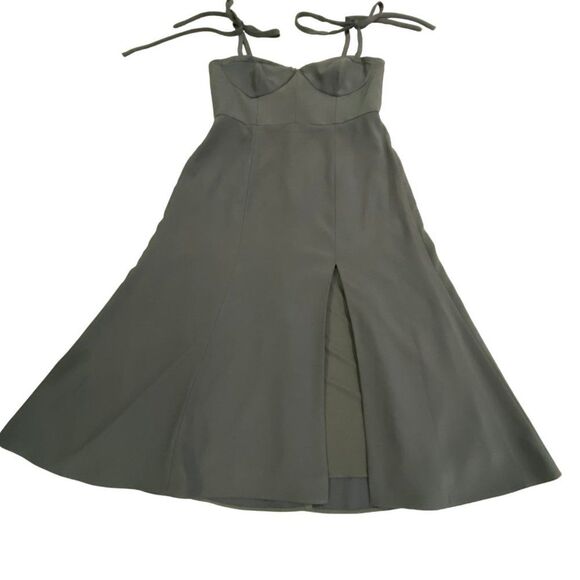 Norstrom Dessy Collections 3069 Midi Bustier Dress Silverstone Gray Size 14 - Picture 9 of 15